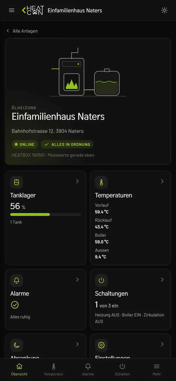 HEATCON Web-App auf dem Smartphone
